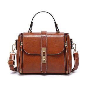 Crossbody Bag for Women Fashion Designer Shoulder Purse Leather Top-handle Satchel Brown Classic Handbags for Ladies