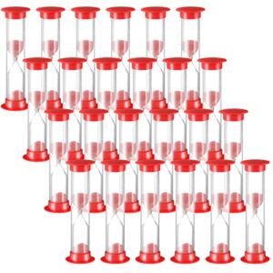 24 Pcs 1 Minute Sand Timer Kids Timer Red Hourglass Timer Sandglass Clock for Kids Games Toothbrush Sand Timer Acrylic Covered Hourglass Timer for Classroom School Home Kitchen Office
