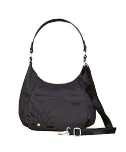 Haiku Amble Hobo Bag with Removable Shoulder Strap and Adjustable Crossbody Strap, Black in Bloom