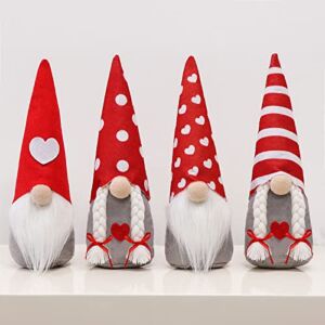 Bunny Chorus Valentines Day Decor Gnomes Gifts, 4 Pcs Handmade Tomte Classic Valentines Decorations for The Home Table Décor