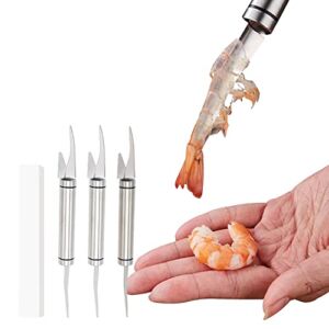 YWHWXB 5 in 1 Shrimp Line Fish Maw Knife – Multifunctional Stainless Steel Fish Scale Planer, Double-row Shrimp Cleaner Knife,Shrimp Deveiner Tool for Home Kitchen,3Pcs