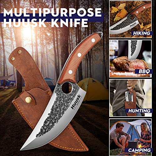 Huusk Knife Japan Kitchen Upgraded Viking Knives with Sheath Hand Forged Butcher Knife for Meat Cutting Japanese Cooking Knife Sharp Meat Cleaver Chef Knives for Kitchen and Outdoor Camping, BBQ | The Storepaperoomates Retail Market - Fast Affordable Shopping