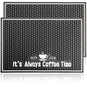 Nicunom 2 Pack Premium Coffee Bar Mat 18″ x 12″, 10mm Thick Non-Slip Countertop Coffee Spill Mat, Coffee Bar Drying Mat, Service Bar Mat for Home and Cafe, Coffee Lovers Gift (Gray)