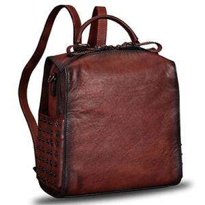Genuine Leather Backpack for Women Convertible Satchel Rucksack Casual Crossbody Daypack Shoulder Bag Handbag Purse