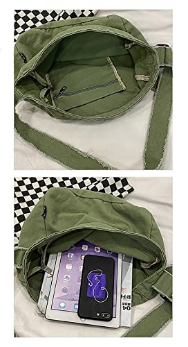 Grunge Bag Hobo Boho Hippie Crossbody Bag Sling Purses for Office School Shopping Travel Y2k Aesthetic (Army Green) | The Storepaperoomates Retail Market - Fast Affordable Shopping