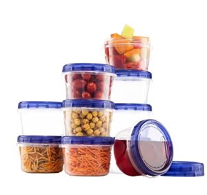 [16 Oz 10 Pack] Twist Top Food Soup Storage Containers with Screw On Lids Reusable Plastic Freezer Container leakproof, Airtight, Stackable, Microwave Safe BPA Free