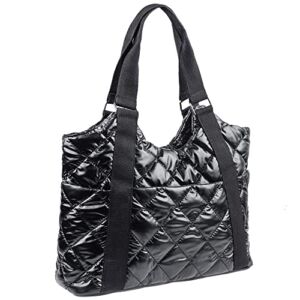 big Quilted Padding Tote Handbags Women Lightweight Padded Nylon Large Puffy Puffer purse Bag Multi Pockets shoulder bag