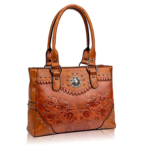 LAVAWA Tote Bag for Women Large Concealed Carry Purse Ladies Top Handle Shoulder Handbags Vintage Embossed Concho Studs… | The Storepaperoomates Retail Market - Fast Affordable Shopping