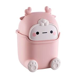 Aiabaleaft Cute Flip Trash Can Cute Animal Shape Trash Cans Cute Desktop Trash Can for Bathrooms,Kitchens,Offices,Waste Basket for Dressing Table(Pink)