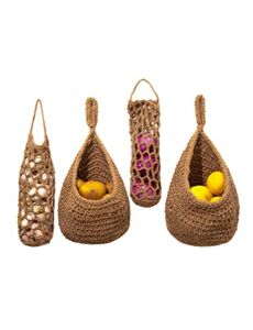 Hanging Fruit Baskets for Kitchen – Gmirdec Jute Hanging Wall Vegetable Baskets Garlic Keeper Potato and Onion Storage