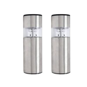 Electric Salt and Pepper Grinder, 2PCS Silver Automatic Pepper and Salt Mill Stainless Steel Salt Grinder Coarseness for Home Kitchen