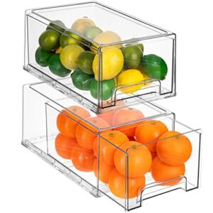 Sorbus Fridge Drawers – Clear Stackable Pull Out Refrigerator Organizer Bins – Food Storage Containers for Kitchen, Refrigerator, Freezer & Vanity (2 Pack | Large)