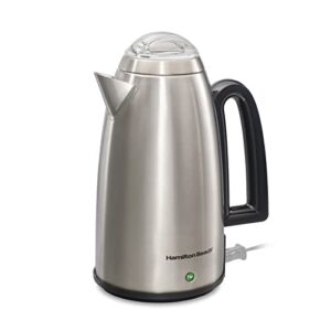 Hamilton Beach 12 Cup Electric Percolator Coffee Maker with Cool Touch Handle, Easy Pour Spout, Stainless Steel (40614RN)