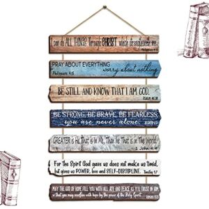 Christian Wall Art Wooden Bible Verses Wall Decor Scripture Wall Art Religious Inspirational Wood Sign for Office Bathroom Bedroom Rustic Farmhouse Kitchen Living Room Women Room (Retro Pattern)