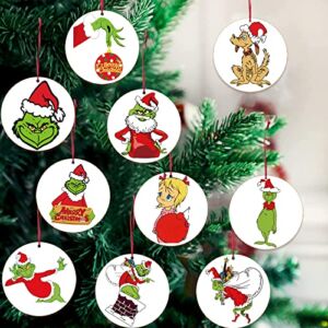 10Pcs Christmas Tree Ornaments Sets – 2022 Christmas Decorations Funny Wood Hanging Tree Ornaments for Christmas Holiday Tree Home Decorations