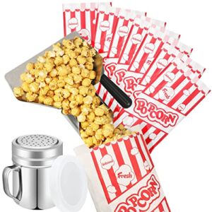 202 Pieces Popcorn Machine Supplies Set, Kernel Sifting Speed Scoop, Stainless Steel Seasoning Dredge with Handle, 200 Pieces Popcorn Bags Bundle for Home Kitchen Theater Movie Tools Supplies (2 Oz)