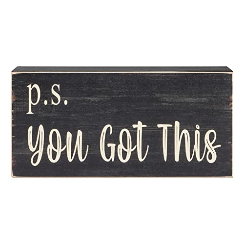 Esur Motivational Home Office Desk Black Decor – Farmhouse Wooden Box Sign Gift for Women – P.S. You Got This | The Storepaperoomates Retail Market - Fast Affordable Shopping