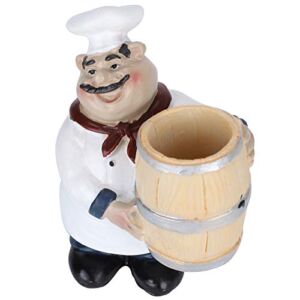 Chef Figurines Toothpick Holder, Resin Toothpick Dispenser with Italian Chef Statue for Kitchen Counter Restaurant Coffee Shop Decor