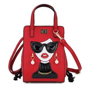 ENJOININ Novelty Lady Face Purses and Handbags for Women Funky Top Handle Satchel Tote Crossbody Shoulder Bags