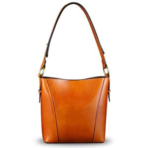 Genuine Leather Shoulder Bag Purses for Women Top Handle Hobo Bag Handmade Handbag Retro Handbag Purse (Brown)