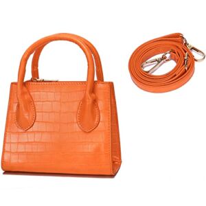 CATMICOO Crocodile Mini Purses for Women, Mini Handbag with Removable Shoulder Strap (Orange Crocodile Pattern)