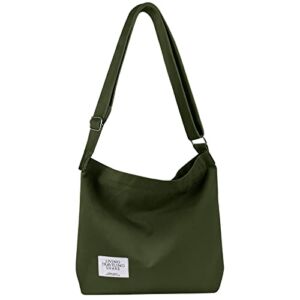Ndeno Womens Canvas Shoulder Bags Crossbody Hobo Tote Bags Large Handbags Casual Shopping Work Travel Bag (Army Green)