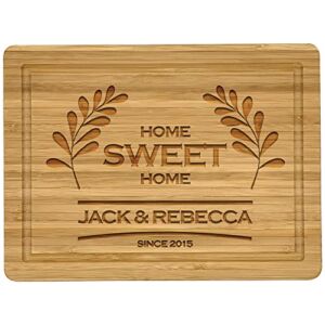 Home Sweet Home Personalized Cutting Board for Cook Lovers, Customized New Home Housewarming Gift, Homeowner Couple Gift Ideas, Engraved Friendship Gifts, Unique Anniversary Presents for Mother’s Day
