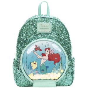 Loungefly Disney The Little Mermaid, Sequin Snow Globe Mini Backpack, Ariel Flounder Sebastian