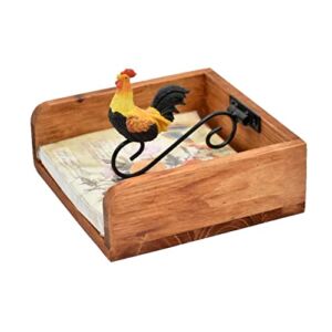 Tolalo Vintage Wood Kitchen Napkin Holder for Table Center Bar with Animal Weighted Arm for Kitchen Tables, Counter Tops, Indoor and Outdoor, Picnic, Restaurants, Cafe, Home Decor (Color : Rooster)
