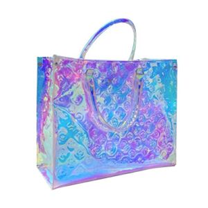 XinMaJiaSnail Clear Holographic Purses Bag For Women Girls Cross-Body Bag Rainbow Tote Handbag Colorful Large Shoulder Bag Summer Beach, 11 (H) * 14 (L) * 5 (W) inches