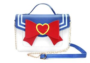 PROCOS Sailor Women’s JK School Uniform Moon Handbags Kawaii Anime Pu Leather Purse Cosplay Bow Chain Crossbody Bag Shoulder Bags Messenger Satchel Tote Royal Blue