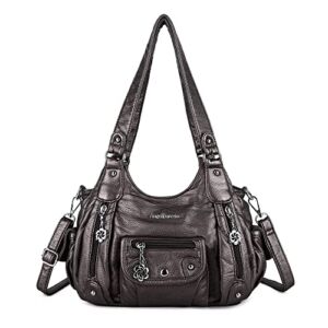 Handbag Hobo Women Handbag Roomy Multiple Pockets Street ladies’ Shoulder Bag Fashion PU Tote Satchel Bag for Women