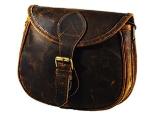 URBAN DEZIRE Genuine Buff Leather Women’s Small Cross-body Vintage Shoulder Handbag Purse (Small)