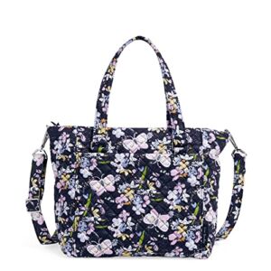 Vera Bradley Women’s Cotton Multi-strap Shoulder Satchel Purse Handbag, Bloom Boom Navy – Recycled Cotton, One Size US