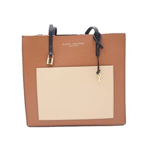 Marc Jacobs M0016131 Chocolate Truffle With Gold Hardware Women’s Grind Color Block Large Tote Bag