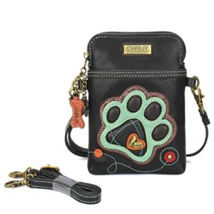 Chala Group Dog Lovers Paw Print Chala Cellphone Convertible Strap Crossbody Handbag Dog Lovers, Dog Mom (Teal/Black)