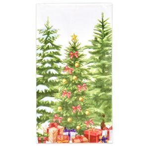 100 Christmas Tree Guest Napkins 3 Ply Disposable Paper Green Xmas Trees Design Dinner Hand Napkin Towel for Home Kitchen Bathroom Powder Room Wedding Winter Holiday Party Decorative Fingertip Towels