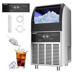GSEICE Household Professional Ice Maker 80LBS/24H,Under Counter Ice Maker Machine with 28LBS Storage Capacity,Stainless Steel Freestanding Ice Machine Automatic Operation- Ideal for Home Kitchen