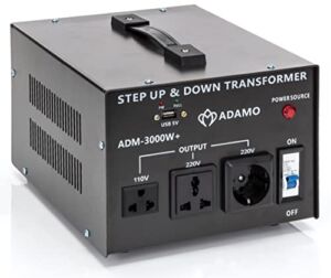 Step Up & Down Transformer – 3000 Watt Heavy-Duty Voltage Converter – Transforms 110v/120v to 220v/240v & Vice Versa – Universal Output – Includes European Power Adapter