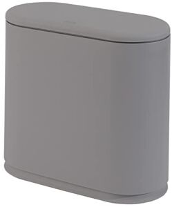 Sooyee 10 Liter Rectangular Plastic Trash Can Wastebasket with Press Type Lid,2.4 Gallon Garbage Container Bin for Bathroom,Powder Room,Bedroom,Kitchen,Craft Room,Office,(Gray)