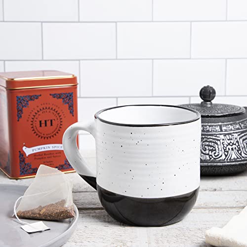 Sheffield Home Set of 4 Stackable Stoneware Mugs with a Metal Rack for Storage, Large Cups for Tea, Mugs for Latte, and Hot Chocolate (Navy and Grey Ombre) | The Storepaperoomates Retail Market - Fast Affordable Shopping