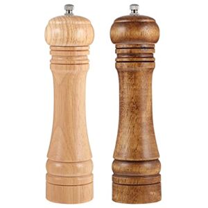 VICASKY 2 Pcs Wooden Salt and Pepper Grinder Refillable Pepper Mill Manual Peppercorn Grinders Spice Mills with Adjustable Ceramic Grinding Rotor for Home Kitchen Supplies
