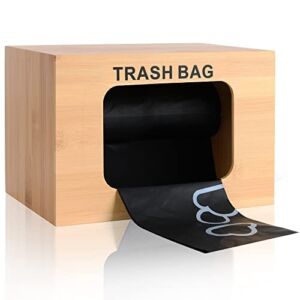 Trash Bag Dispenser – Garbage Bag Dispenser Small size – CompatibleWith Glad Trash Bag Rolls Only – Bamboo Bag Holder for Kitchen, Pantry- Use On Countertop Or Drawer Or Mount On Wall