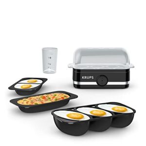 KRUPS Simply Electric Egg Cooker: Rapidly Cook Hard Boiled, Poached, Scrambled Eggs or Omelets. 6 Egg Capacity, Black