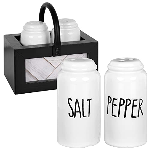 Autumn Alley Farmhouse Salt and Pepper Shakers Set for Kitchen Counter – Striking Black and White Salt and Pepper Shakers Set with Holder – Unique Shiplap Design for Farmhouse Kitchen Decor | The Storepaperoomates Retail Market - Fast Affordable Shopping