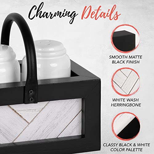 Autumn Alley Farmhouse Salt and Pepper Shakers Set for Kitchen Counter – Striking Black and White Salt and Pepper Shakers Set with Holder – Unique Shiplap Design for Farmhouse Kitchen Decor | The Storepaperoomates Retail Market - Fast Affordable Shopping