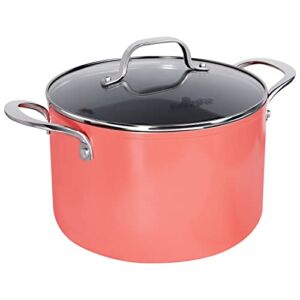 Flamingpan 5.5 Quart Nonstick Stock Pot, Ceramic CoatingStockpot, Casserole Oven Safe & Easy to Clean,Stock Pot Suitable for Any Cooktop & Dishwasher,Durable for Using, Pot for Kitchen & Dinning