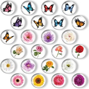 Weewooday 24 Pieces Refrigerator Magnets Crystal Glass Fridge Butterfly Flower Magnets Sticker for Home Office Cabinets Whiteboards Photos Party Holiday Kitchen Dishwasher Locker Decorative Magnets