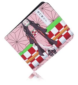 Roffatide Anime Demon Slayer Wallets Kamado Nezuko Artificial Leather Slim Multi Purpose Wallet Men Women Bi-Fold Wallet