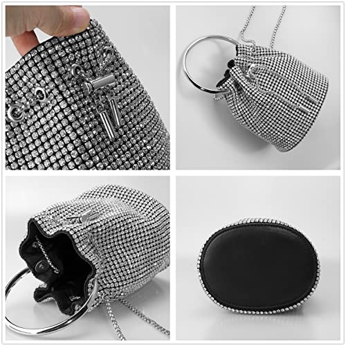Rhinestone Purs for Women Clutch Purses Crystal Mini Top Handle Handbag Chain for Party(Buckle-Silver) | The Storepaperoomates Retail Market - Fast Affordable Shopping